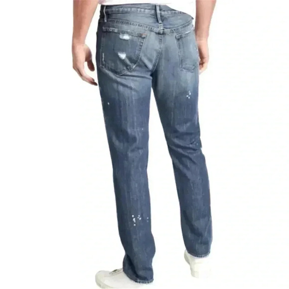 NWT Frame Denim l’homme slim fit/straight leg Everhart paint distressed jeans - Picture 2 of 11